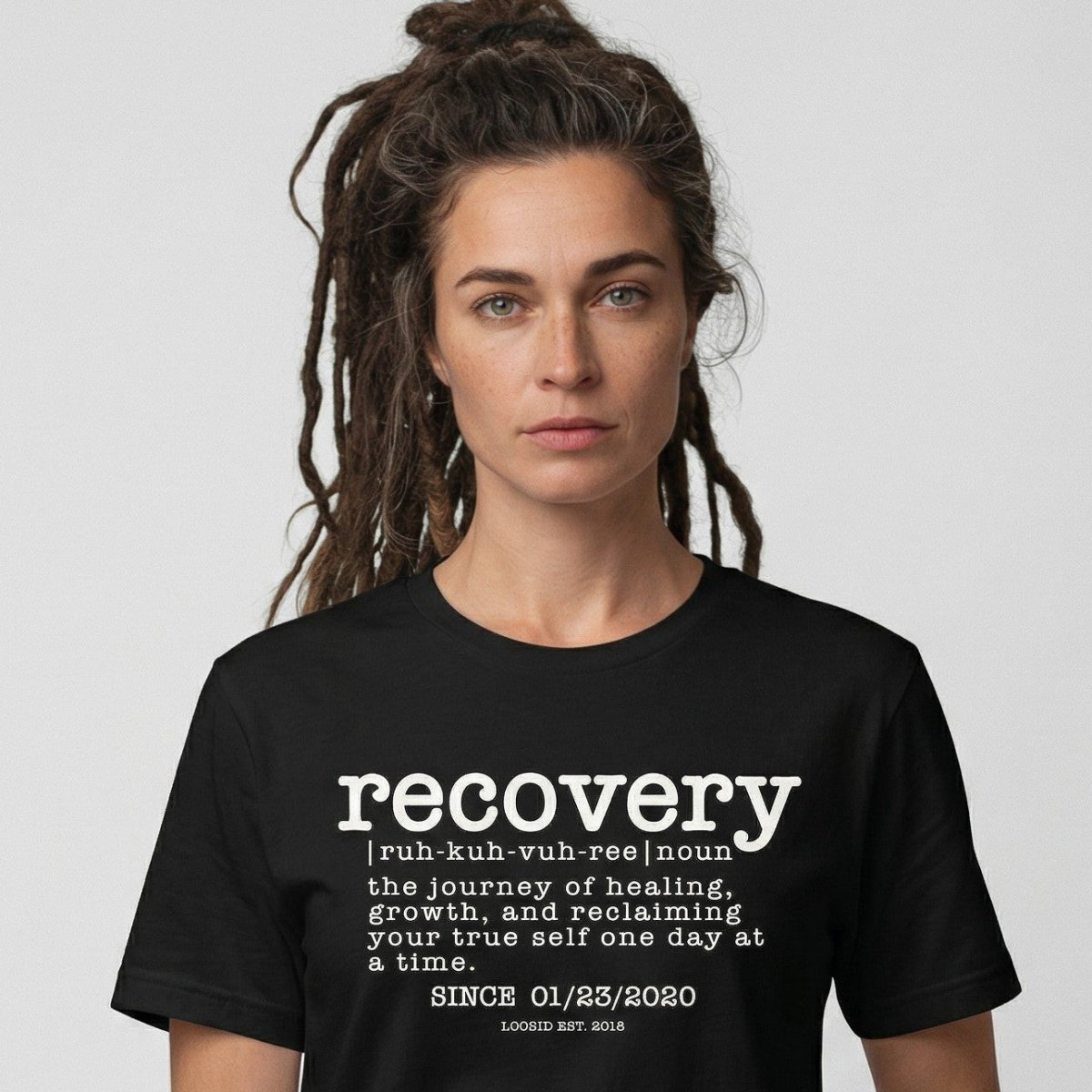 Recovery definition women Sober T Shirt close-up view (view 2)