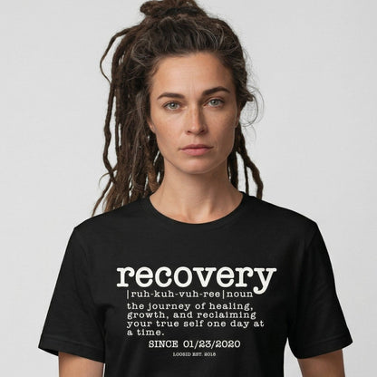 Recovery definition women Sober T Shirt close-up view (view 2)