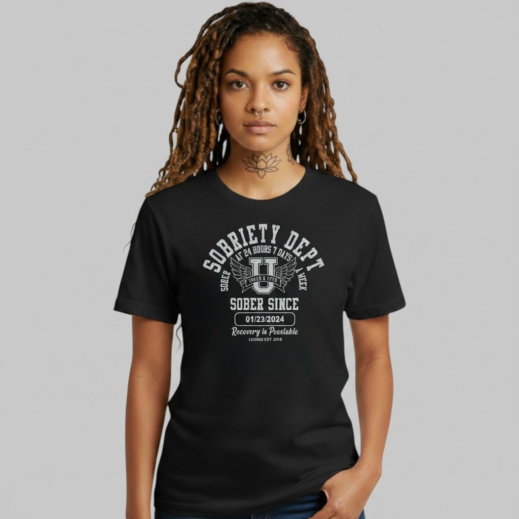 Sobriety Dept Sober T Shirt side view (view 6)