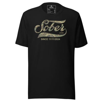 Sober Since Camo Sober T Shirt lifestyle view (view 5)