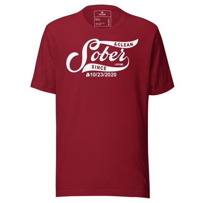 Mens Sober Since T-Shirt w/ Personalized Sobriety Date