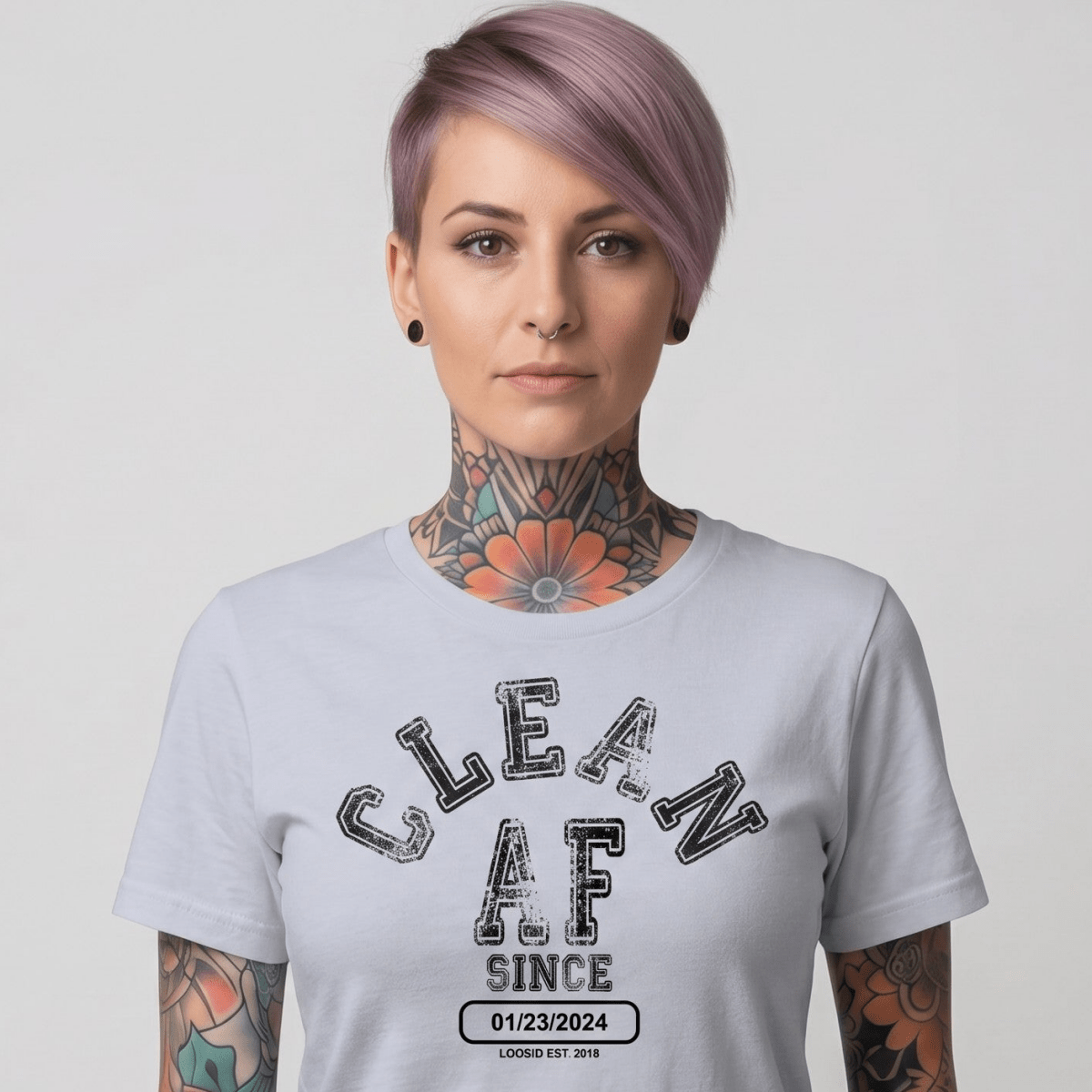 Clean AF Since Clean Sober T Shirt featuring the design (view 21)