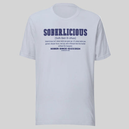 Soberlicious Definition w Custom Sobriety Date Sober T Shirt back view (view 17)