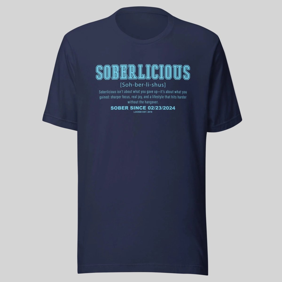 Soberlicious Definition w Custom Sobriety Date Sober T Shirt graphic detail (view 4)
