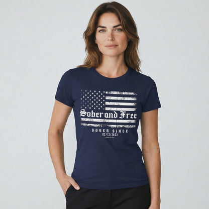 Sober and Free Sober T Shirt flat lay styled image (view 23)