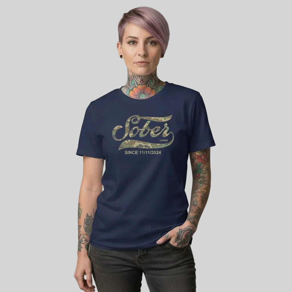 Sober Since Camo Sober T Shirt product photo (view 10)