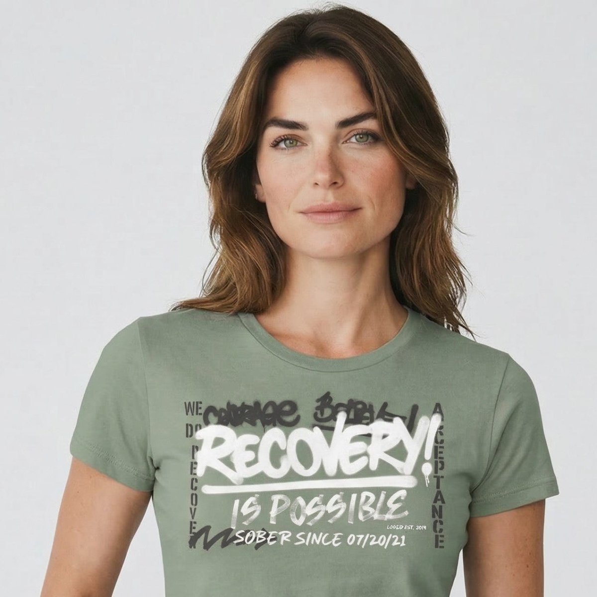 Sober T Shirt | Women's Recovery Is Possible Tee with Personalized Sobriety Date