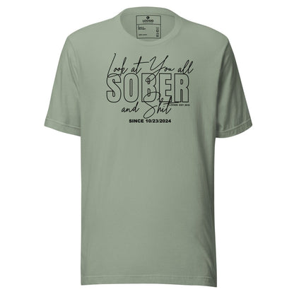 Look At You Sober Sober T Shirt flat lay styled image (view 23)