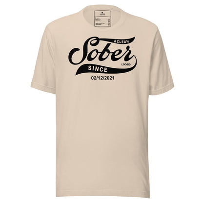 Mens Sober Since T-Shirt w/ Personalized Sobriety Date