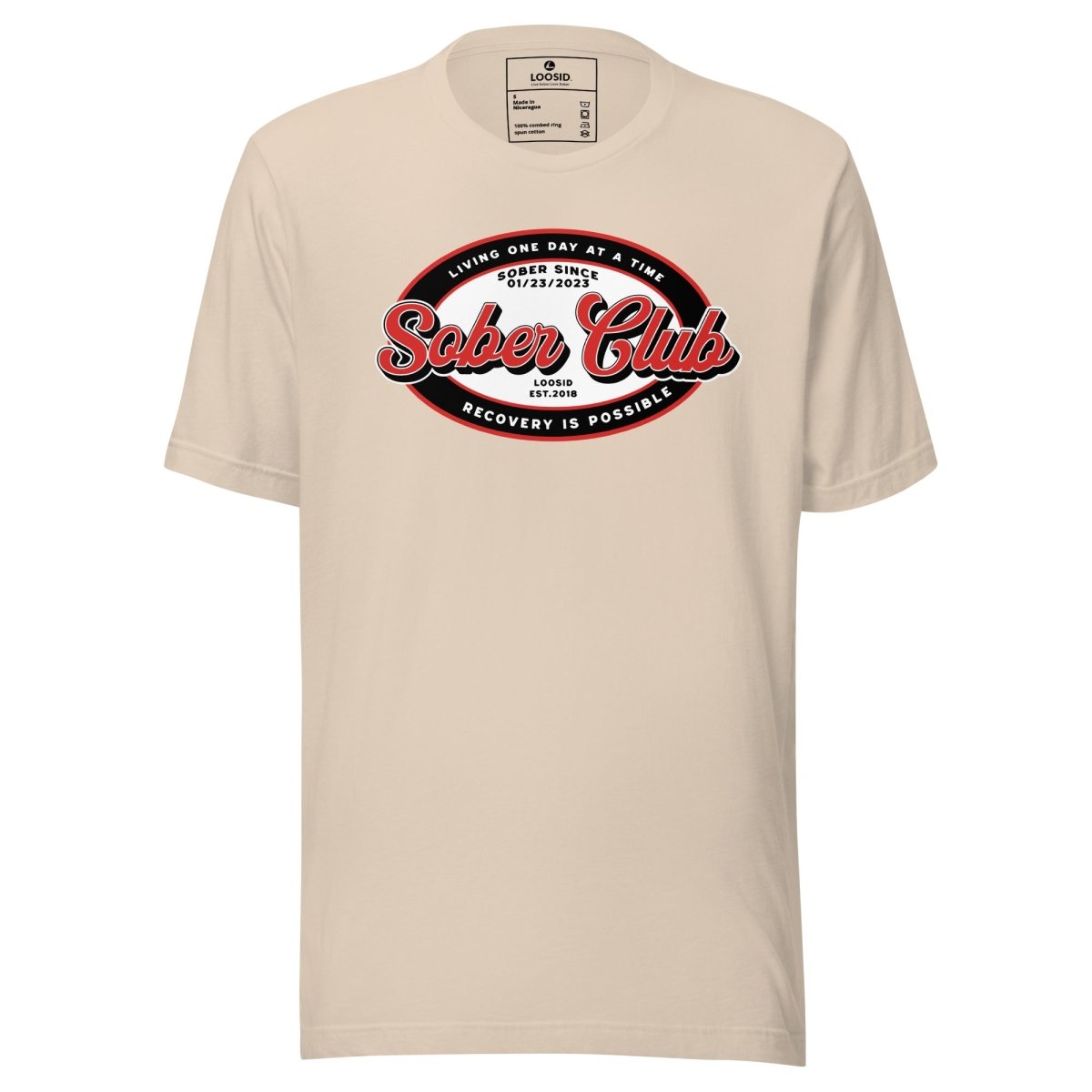 Sober Club Badge Sober T Shirt fit detail (view 19)