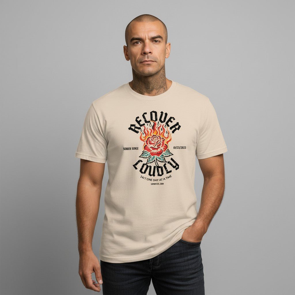 Recover Loudly Sober T Shirt product photo (view 10)