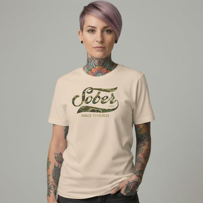 Sober Since Camo Sober T Shirt lifestyle view (view 15)