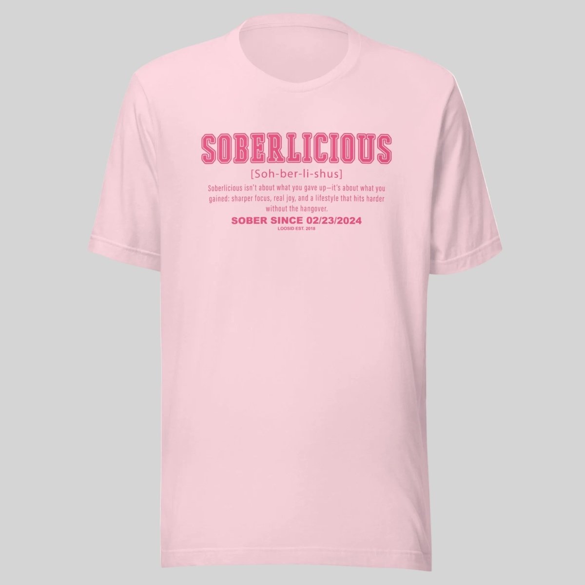 Soberlicious Definition w Custom Sobriety Date Sober T Shirt graphic detail (view 14)