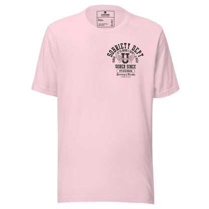 Sobriety Dept 24 7 Sober T Shirt flat lay styled image (view 3)