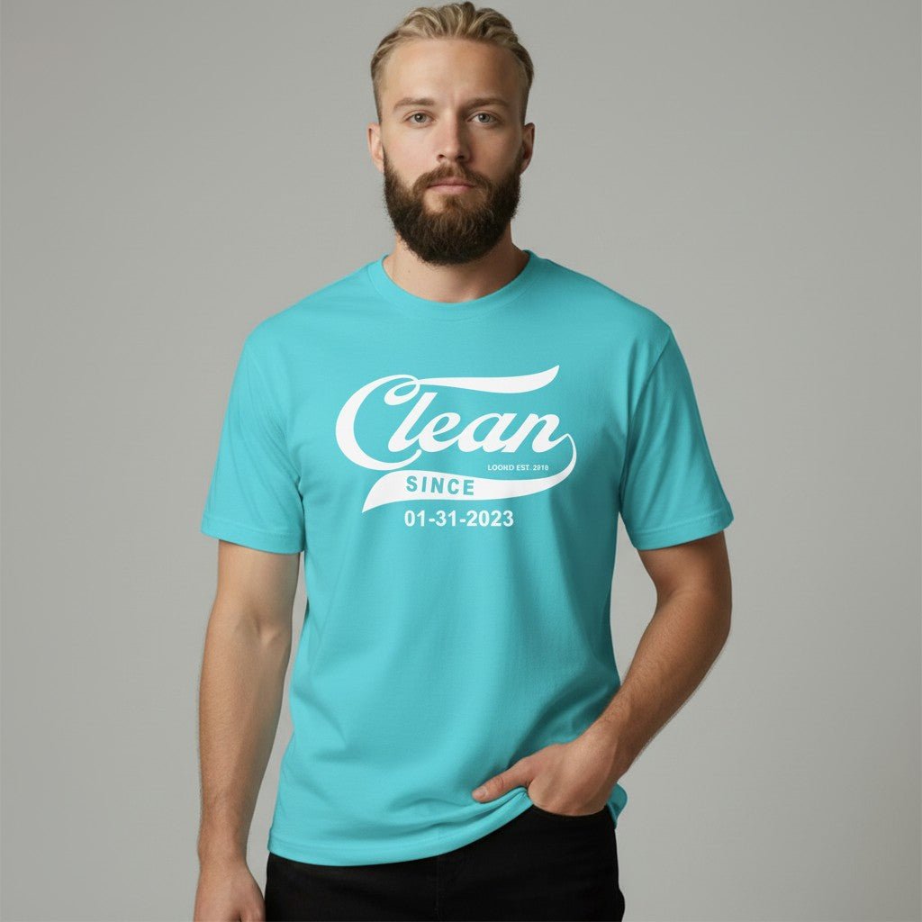 Clean Since Sober T Shirt graphic detail (view 4)
