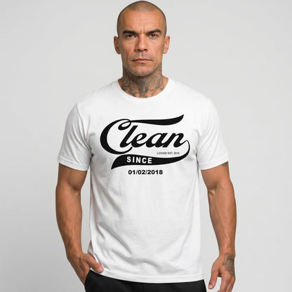 Clean Since Tee with Personalized Sobriety Date | Sober T Shirt