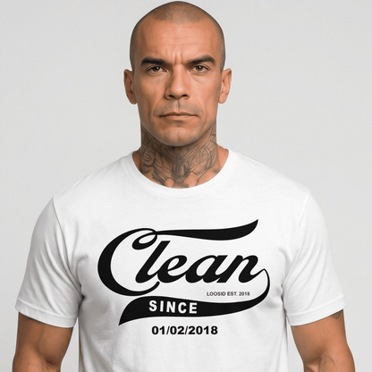 Clean Since Tee with Personalized Sobriety Date | Sober T Shirt