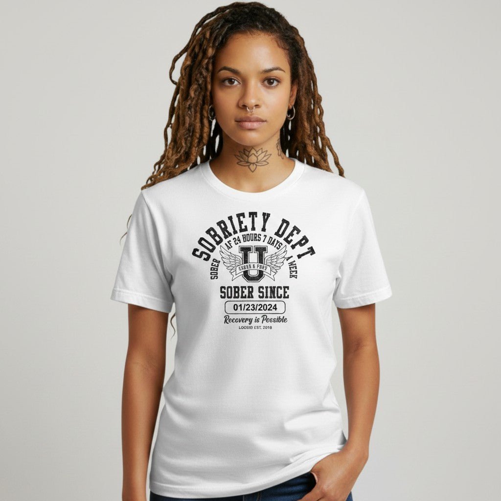 Sobriety Dept Sober T Shirt featuring the design (view 21)