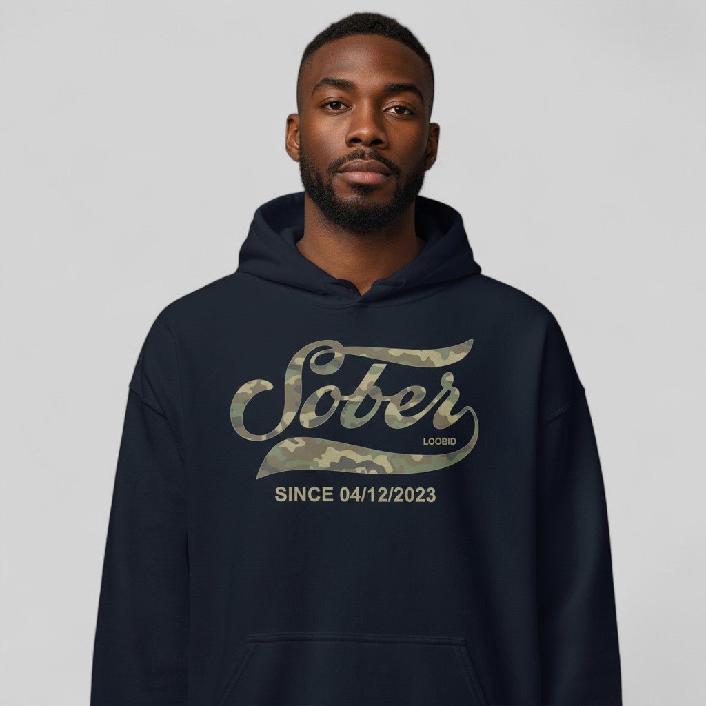 Recovery Hoodie | Sober Since Camo Hoodie with Personalized Date