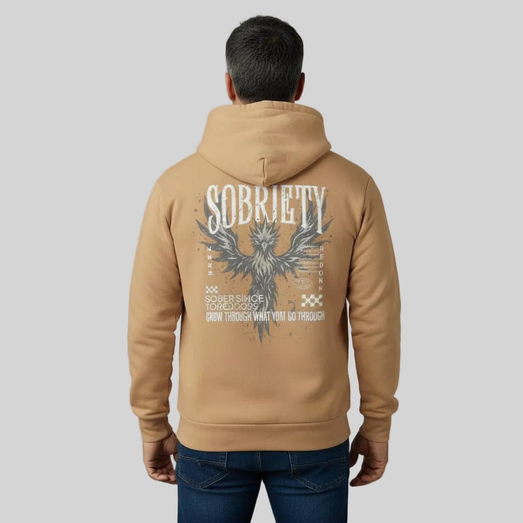 Tan Phoenix Reborn | Front & Back Print Sober Hoodie Limited Edition