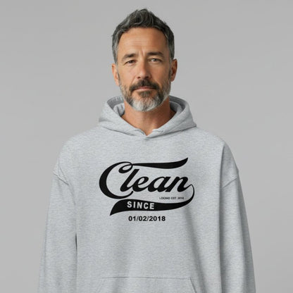 Recovery Hoodie | Men's Clean Since Hoodie with Custom Sobriety Date