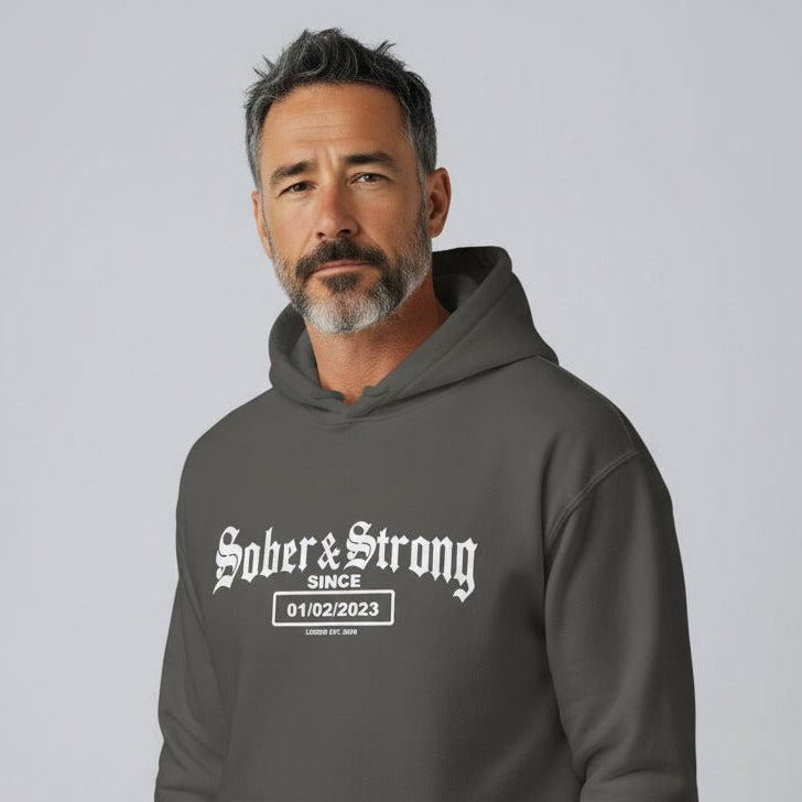 Recovery Hoodie | Unisex Old School Sober Hoodie with Custom Date