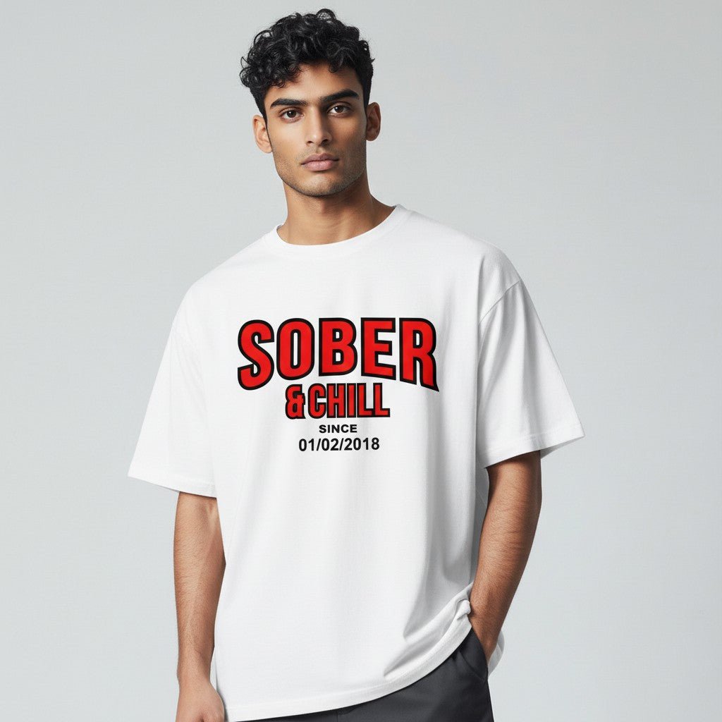 Sober and Chill Unisex T-Shirt w/ Personalized Sober Date