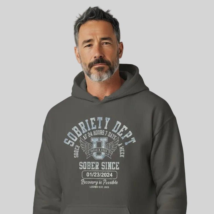 Recovery Hoodie | Sobriety Dept Unisex Hoodie with Custom Sobriety Date