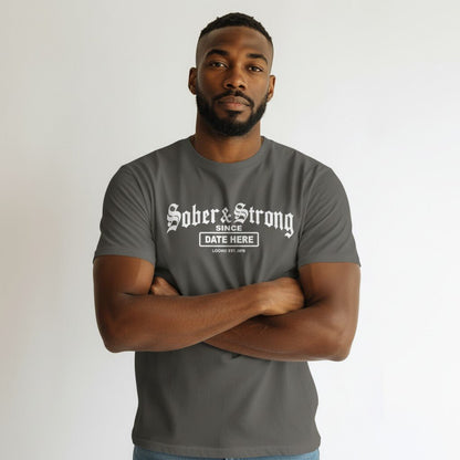 Sober T Shirt | Men’s Old School Tee with Personalized Sobriety Date
