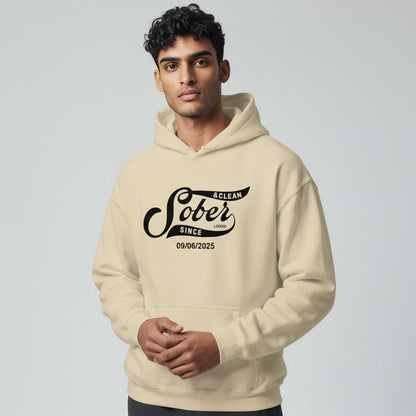 Men Sober Since Hoodie w/ Personalized Sobriety Date
