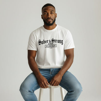 Sober T Shirt | Men’s Old School Tee with Personalized Sobriety Date