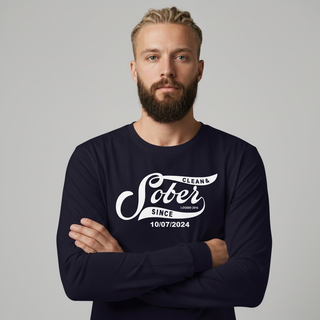 Men's Sober Since Long Sleeve T-shirt w/ Custom Sobriety Date