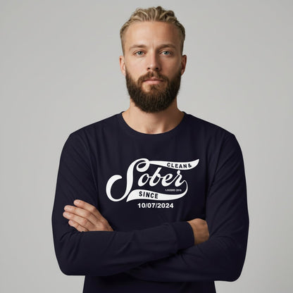Men's Sober Since Long Sleeve T-shirt w/ Custom Sobriety Date