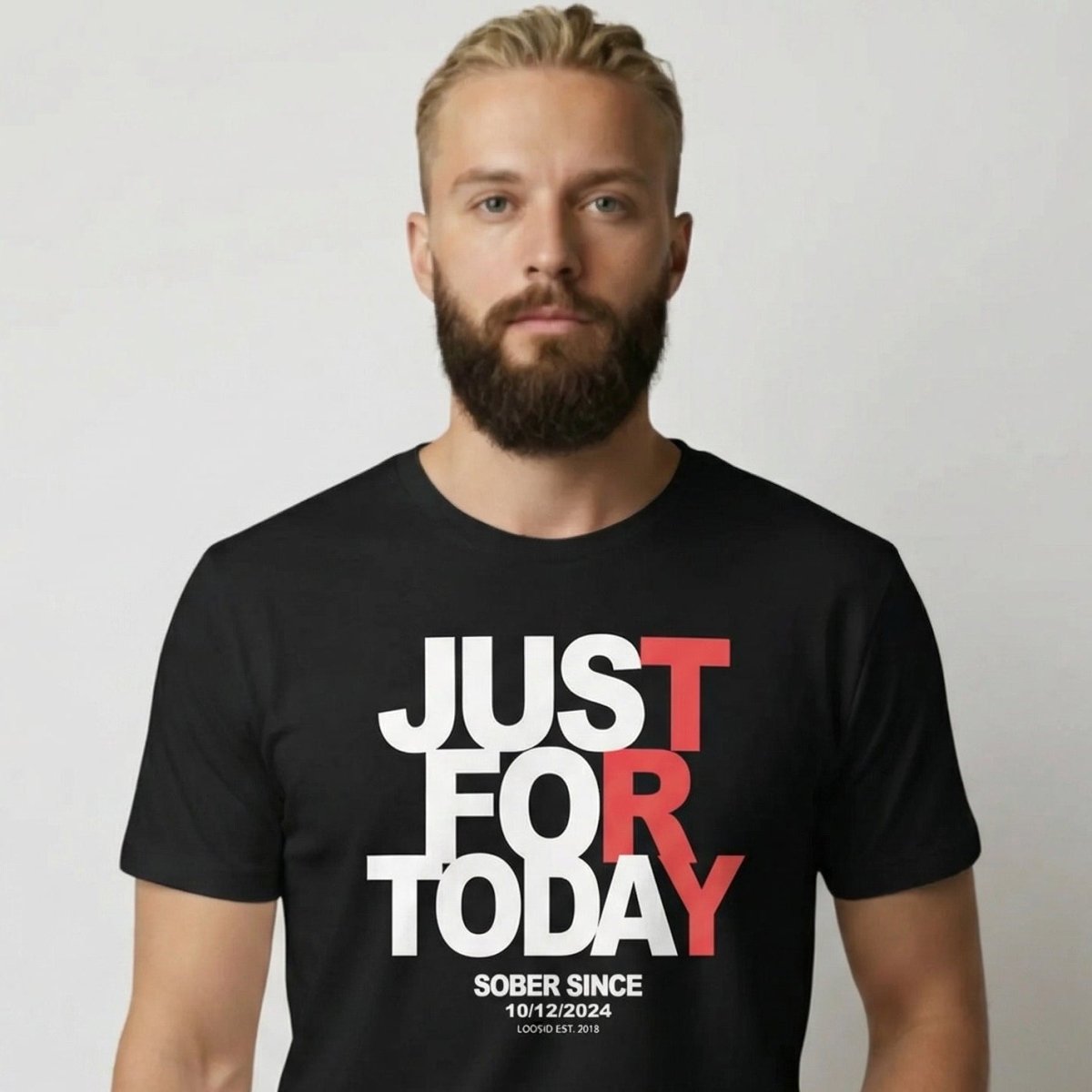 Men's Just Try For Today T-shirt with Custom Sobriety Date