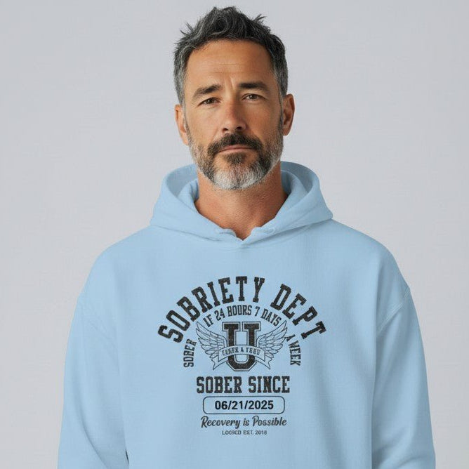 Recovery Hoodie | Sobriety Dept Unisex Hoodie with Custom Sobriety Date