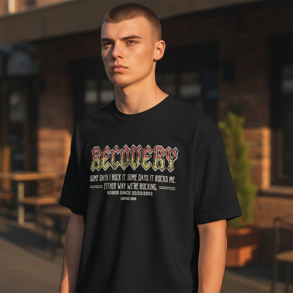 Recovery T-shirt | Men's Recovery Rock T-shirt with Personalized Date