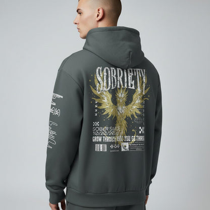 soft navy sober hoodie display