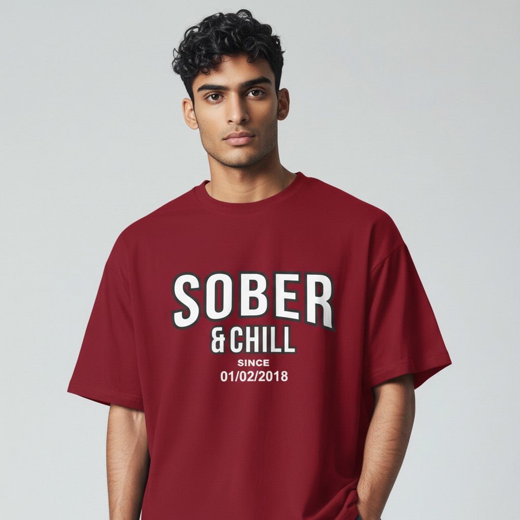 Sober and Chill Unisex T-Shirt w/ Personalized Sober Date