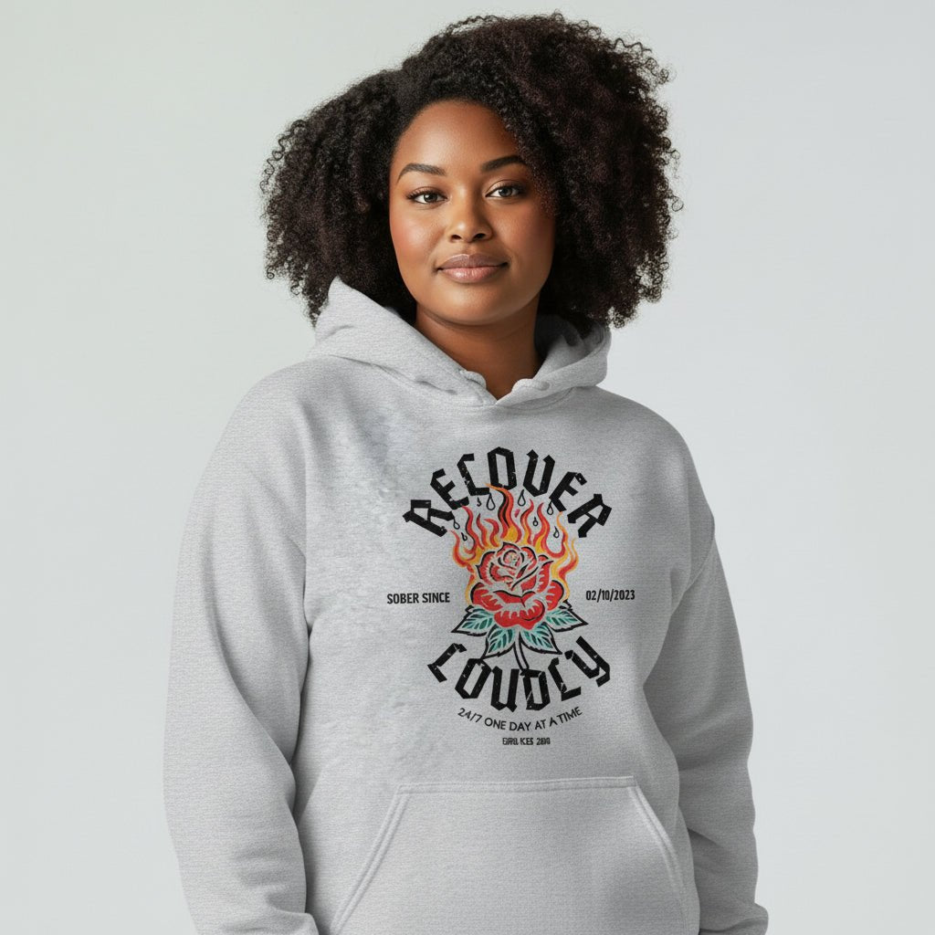 Recovery Hoodie | Recover Loudly Women’s Custom Sobriety Date