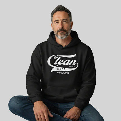 Recovery Hoodie | Men's Clean Since Hoodie with Custom Sobriety Date