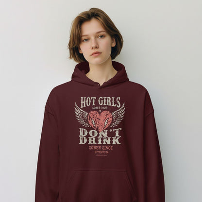 Recovery Hoodie | Hot Girls Custom Sobriety Date Hoodie