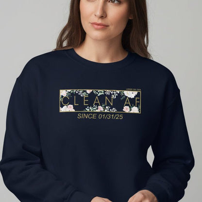 Clean AF Since Date Sobriety Recovery Hoodie back view (view 7)