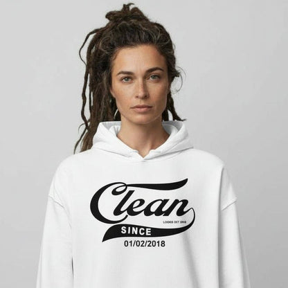 Clean Since Hoodie with Date Recovery Hoodie product photo (view 10)