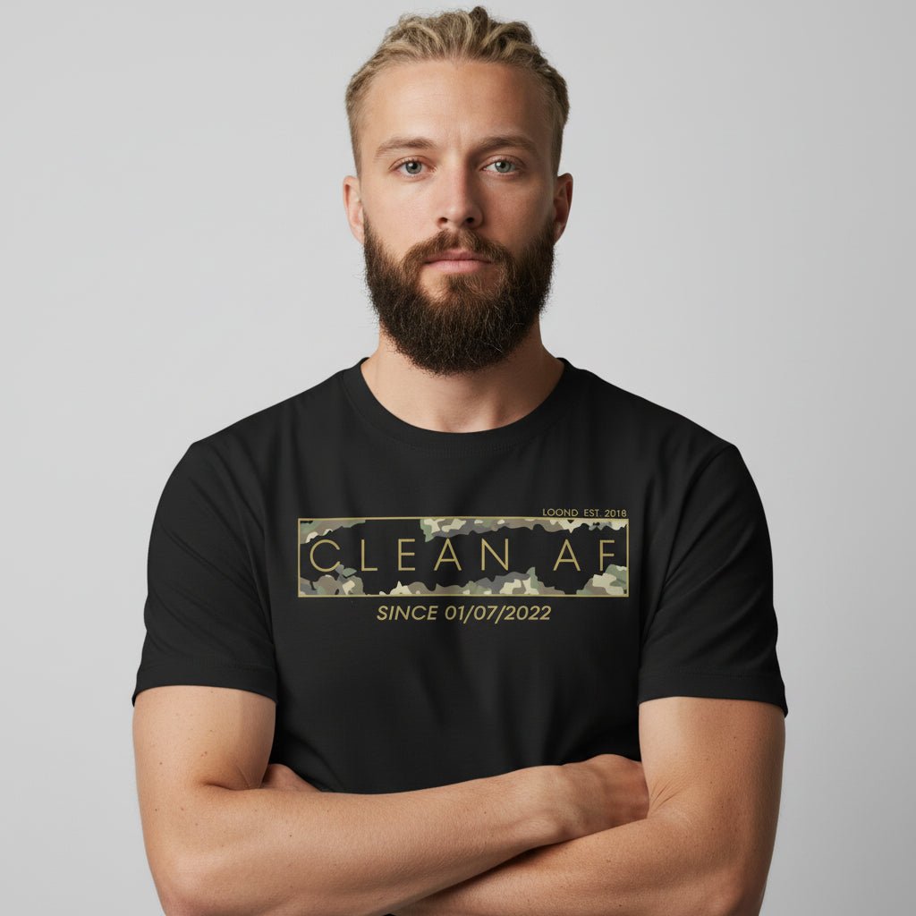 Clean T Shirt | Men’s Clean AF Camo Tee with Personalized Date