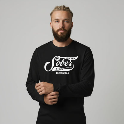Men's Sober Since Long Sleeve T-shirt w/ Custom Sobriety Date