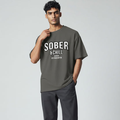 Sober and Chill Unisex T-Shirt w/ Personalized Sober Date