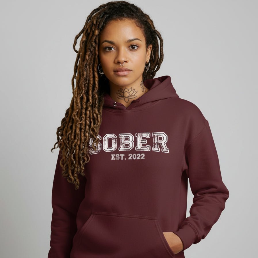 Women's Sober Est. Hoodie w/ Personalized Sobriety Year Hoodie
