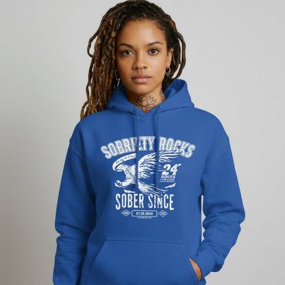 Sobriety Rocks | Women's Sober Since Hoodie with Custom Sobriety Date