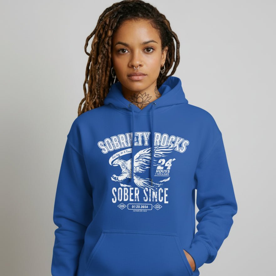Sobriety Rocks | Women's Sober Since Hoodie with Custom Sobriety Date