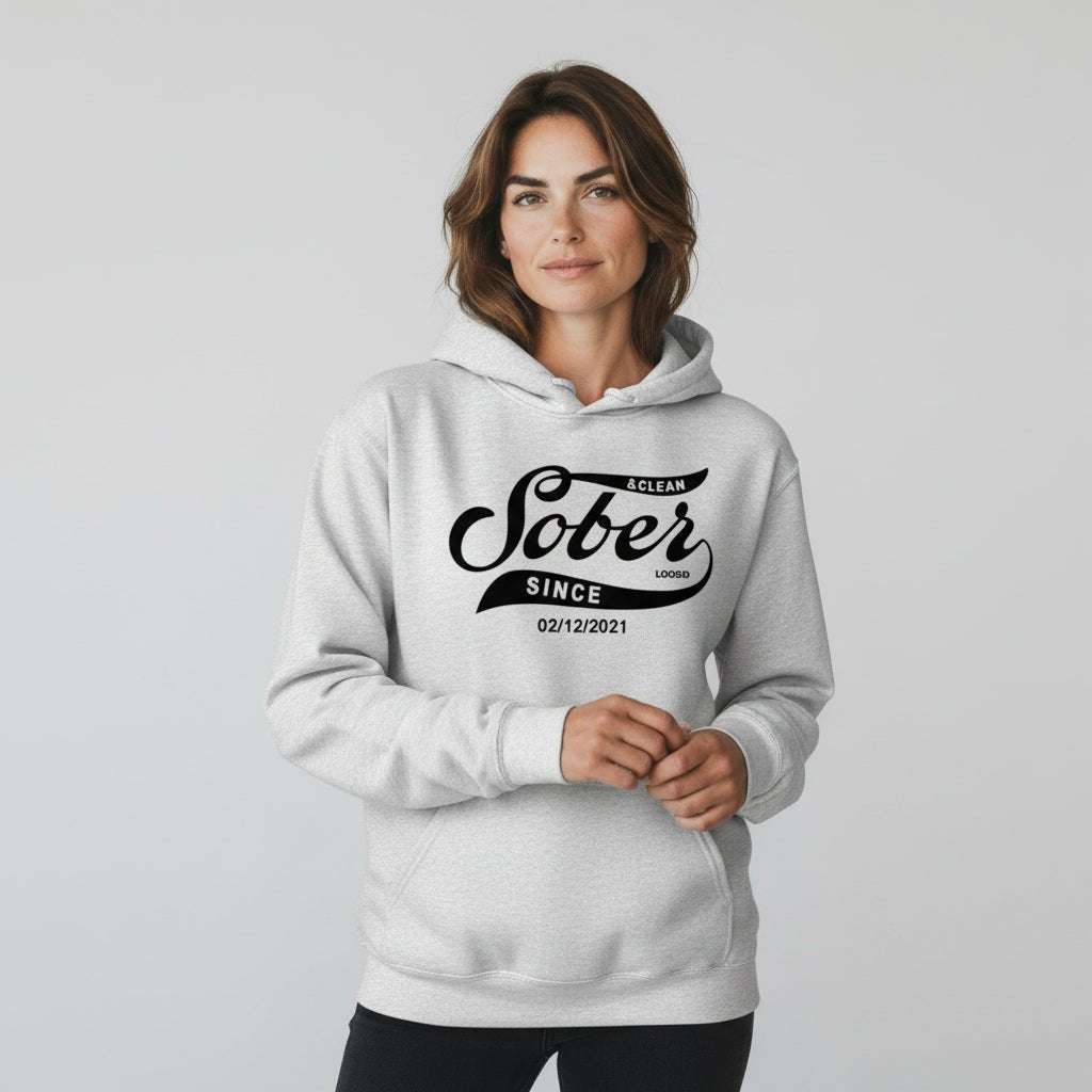 Recovery Hoodie | Women's Sober Since Hoodie with Custom Sober Date